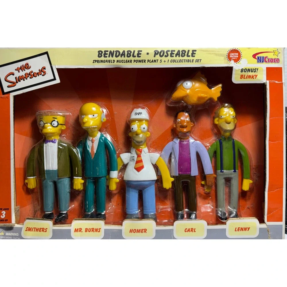 Vintage NJ Croce The Simpsons Nuclear Power Plant Bendable Figure Set 2003